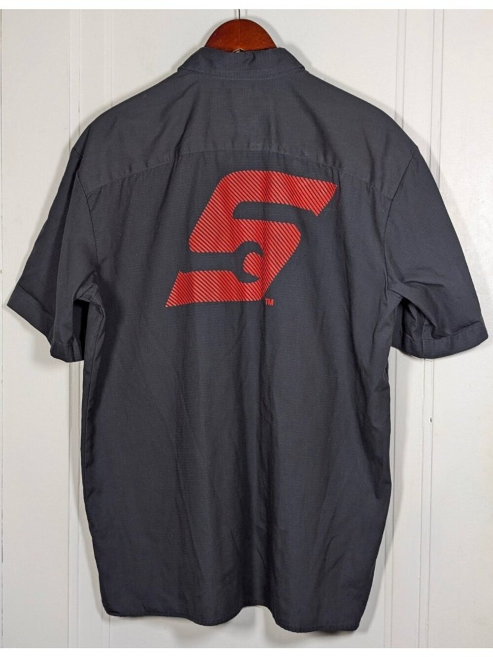 Dickies Snap-On Black Short Sleeve Button Up Work Shirt Size Large Mechanic Tool